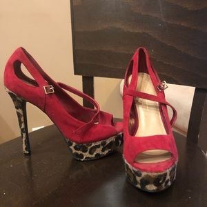 Peep toe strap heels